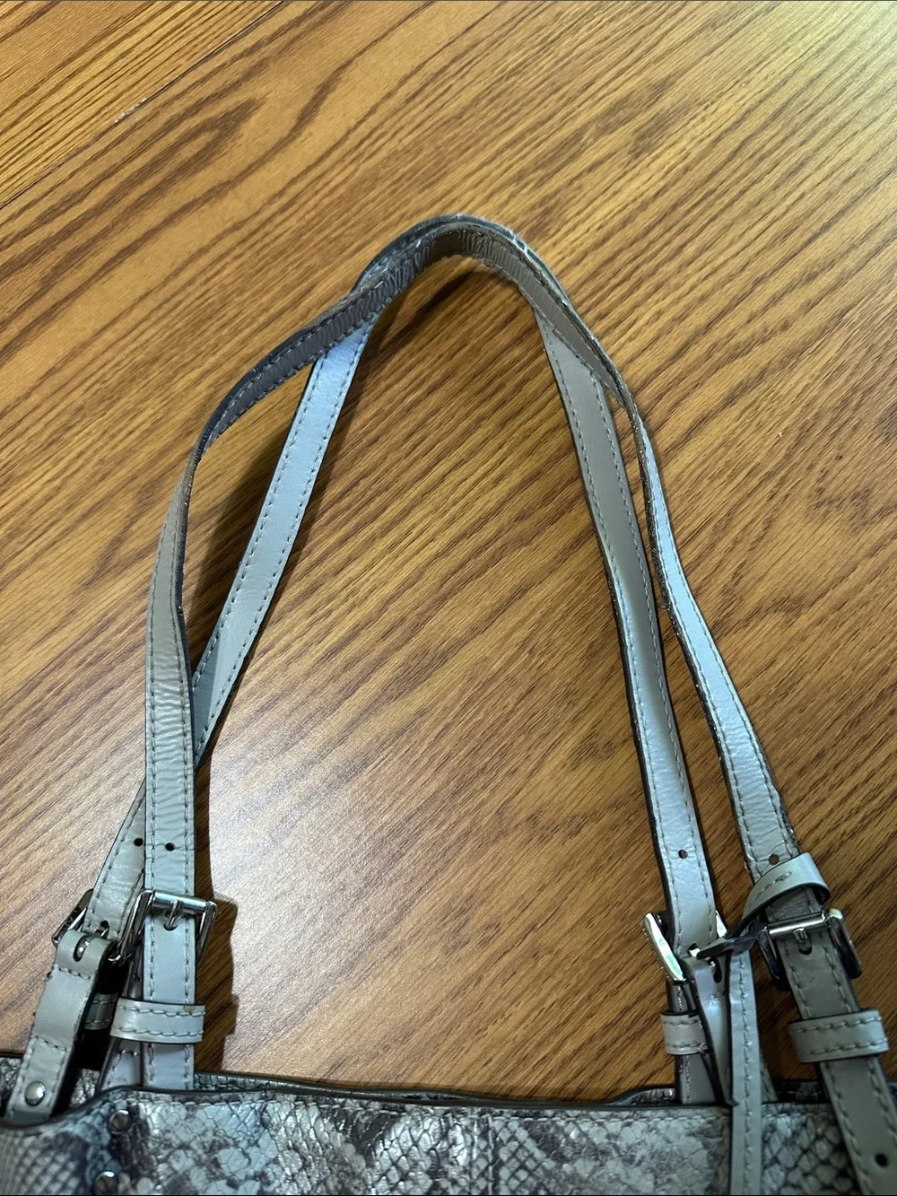 Michael Kors Gray Snake-Print Leather Tote